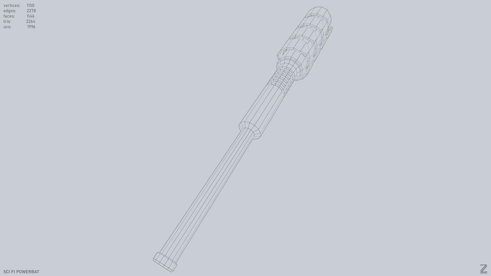 Scifi Powerbat Low-poly 3D model_13