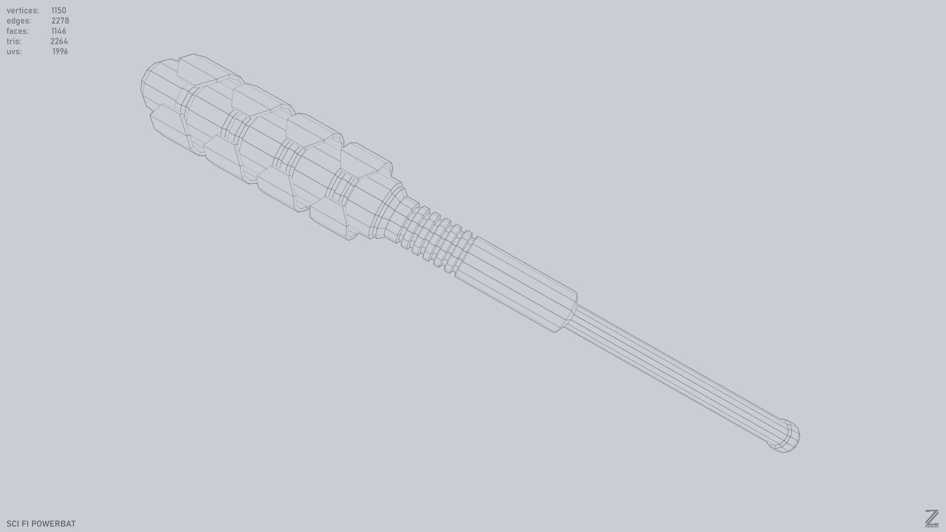 Scifi Powerbat Low-poly 3D model_9