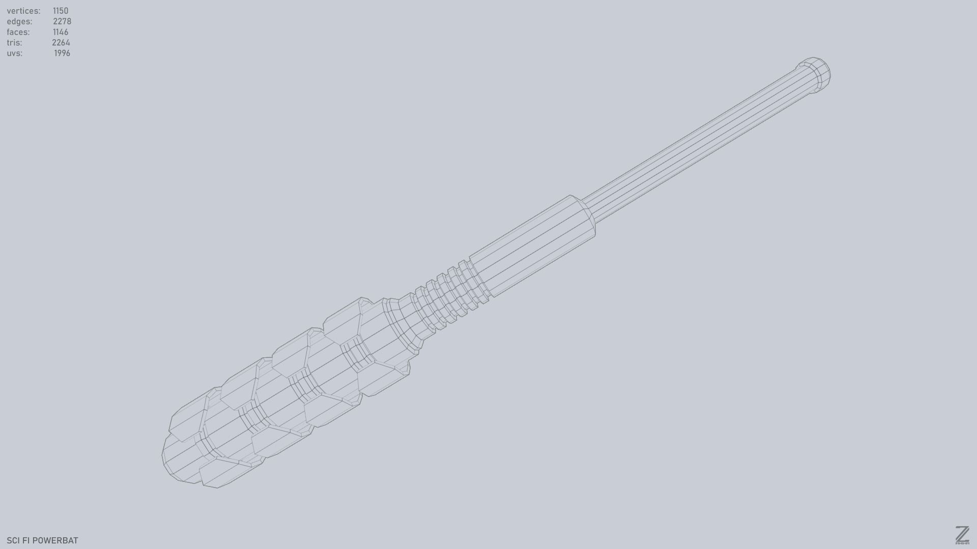Scifi Powerbat Low-poly 3D model_10