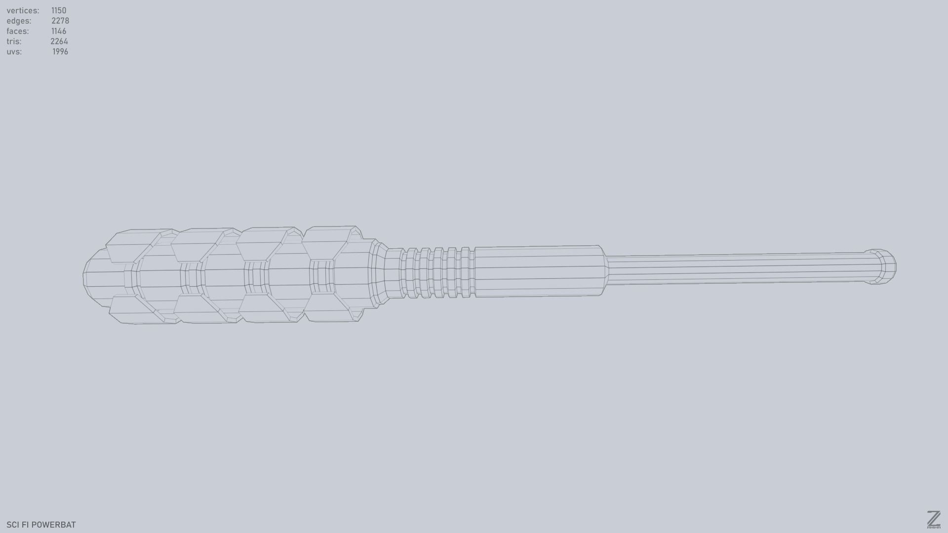 Scifi Powerbat Low-poly 3D model_11