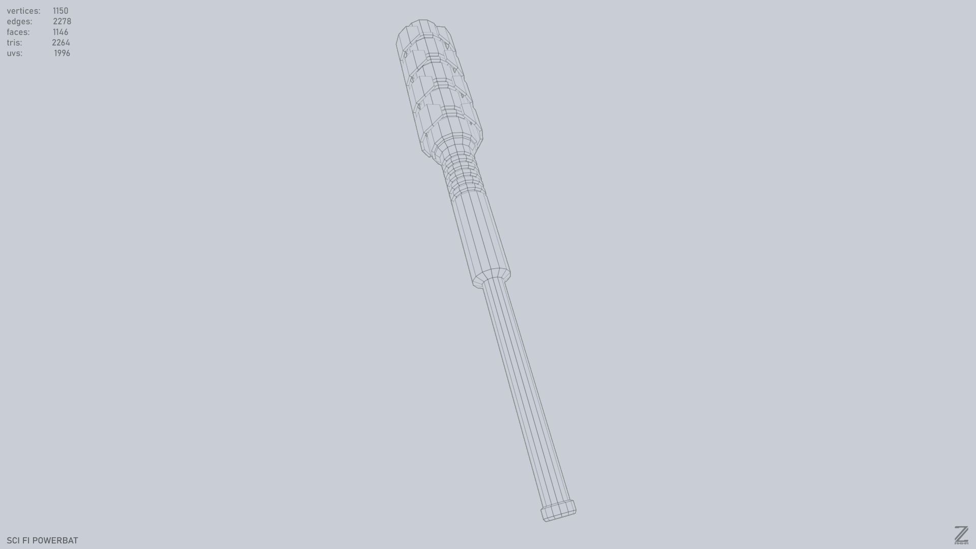 Scifi Powerbat Low-poly 3D model_14