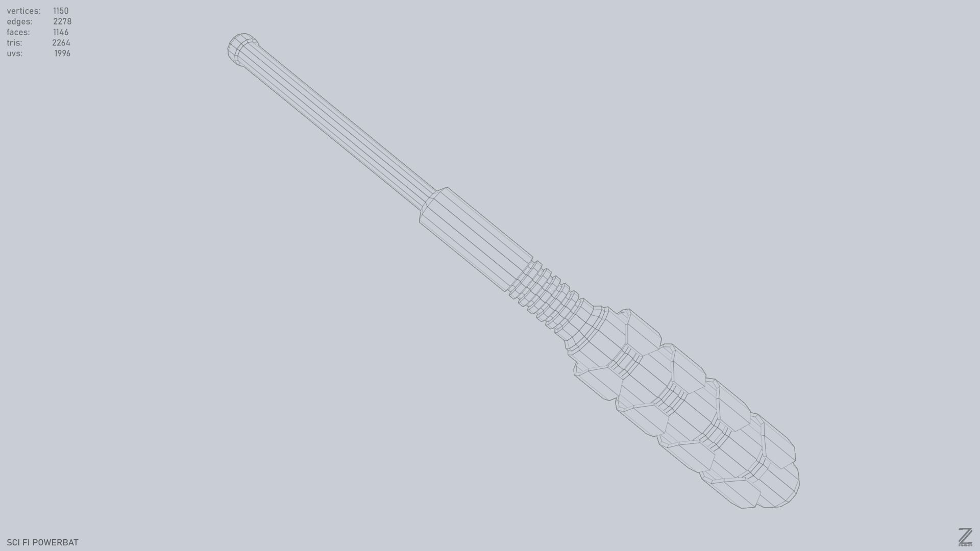 Scifi Powerbat Low-poly 3D model_12