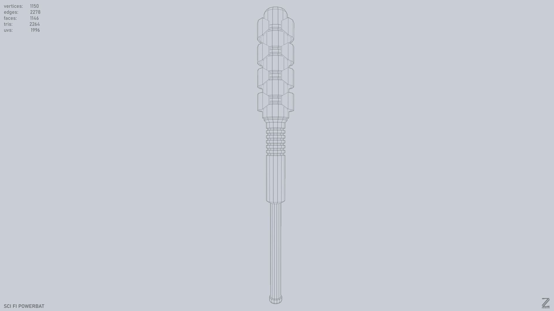 Scifi Powerbat Low-poly 3D model_8