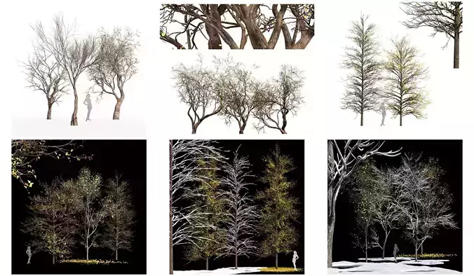 6 Different SETS of Tree SET VOL89 3D Model Collection