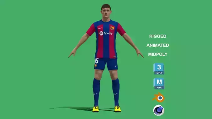 3D Rigged Andreas Christensen Barcelona 2024 3D model