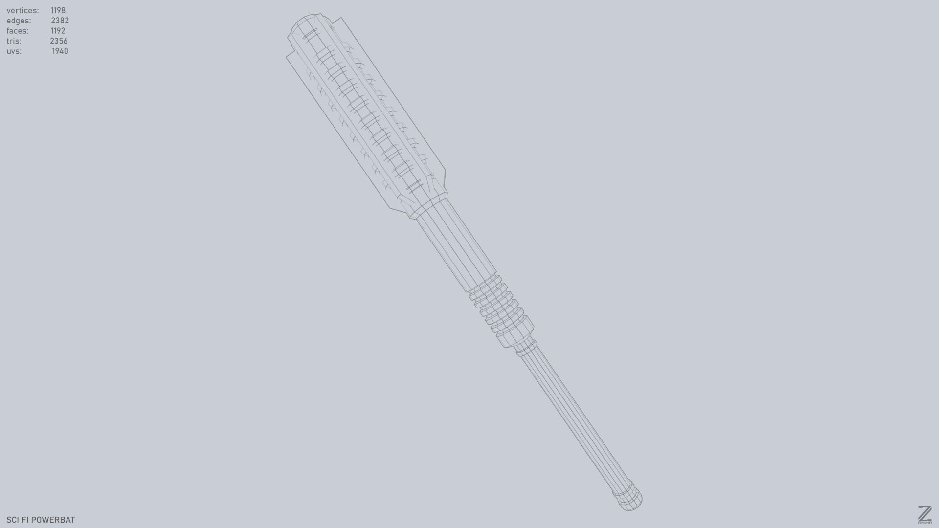 Scifi Powerbat Low-poly 3D model_9