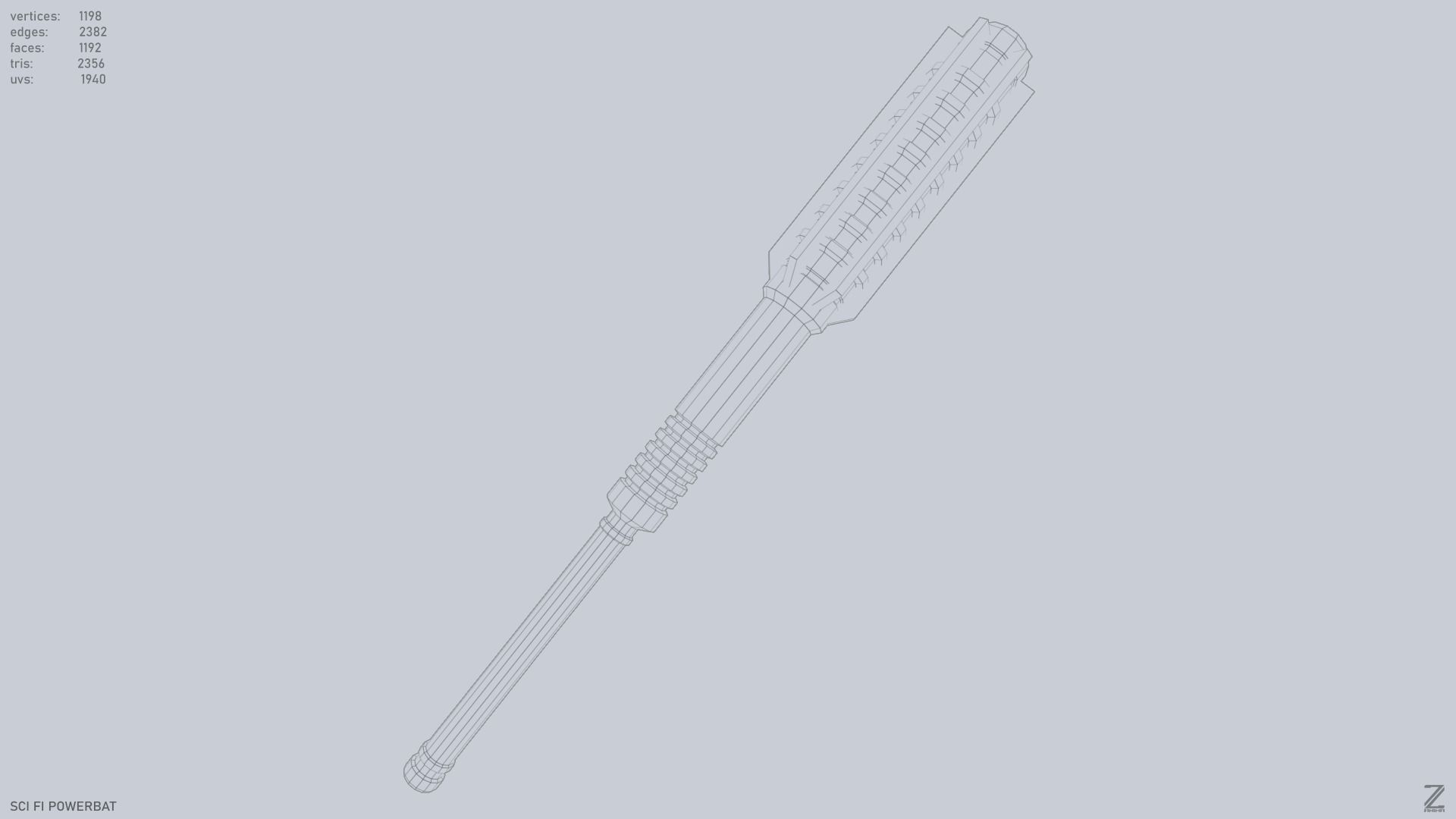 Scifi Powerbat Low-poly 3D model_12