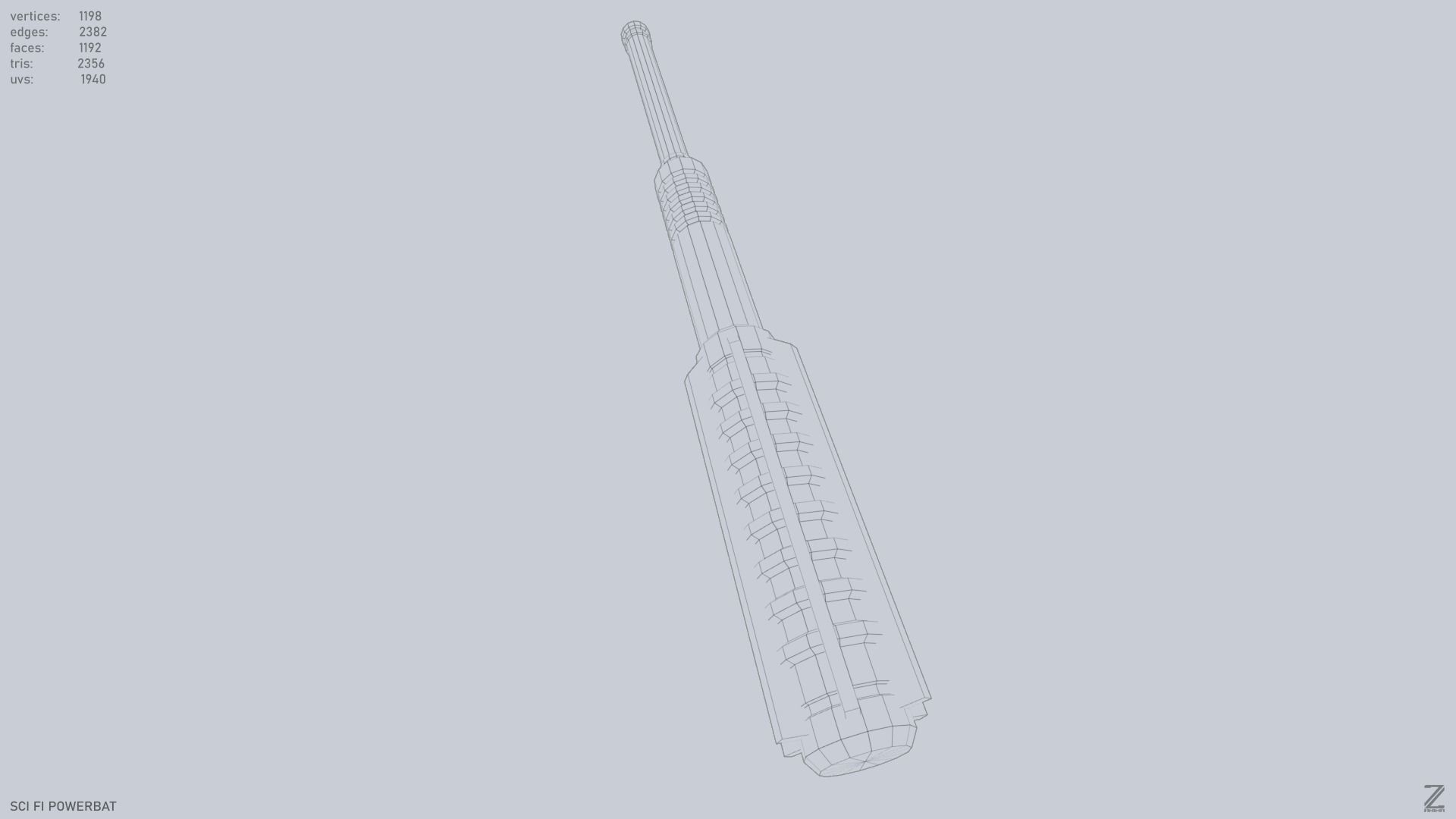 Scifi Powerbat Low-poly 3D model_14