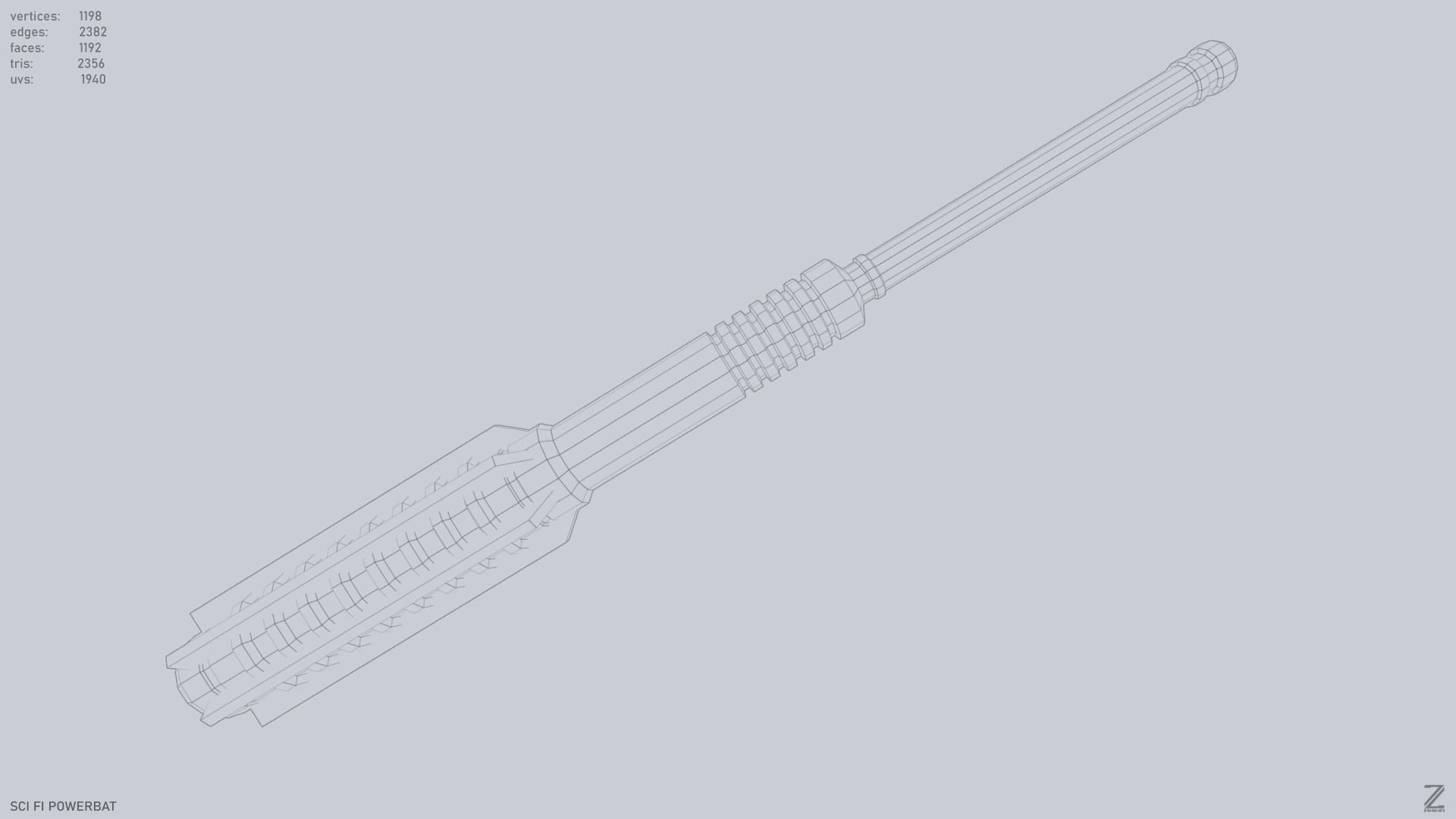 Scifi Powerbat Low-poly 3D model_10