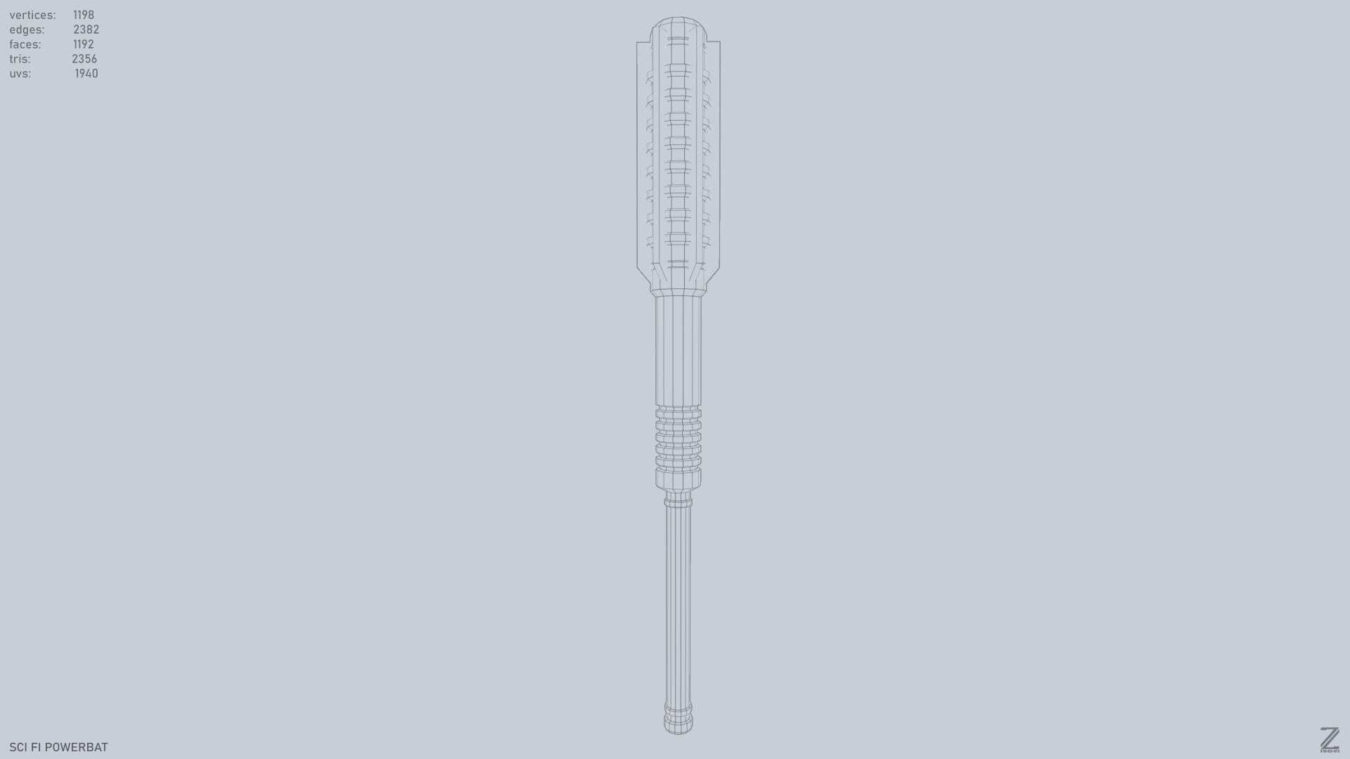 Scifi Powerbat Low-poly 3D model_8