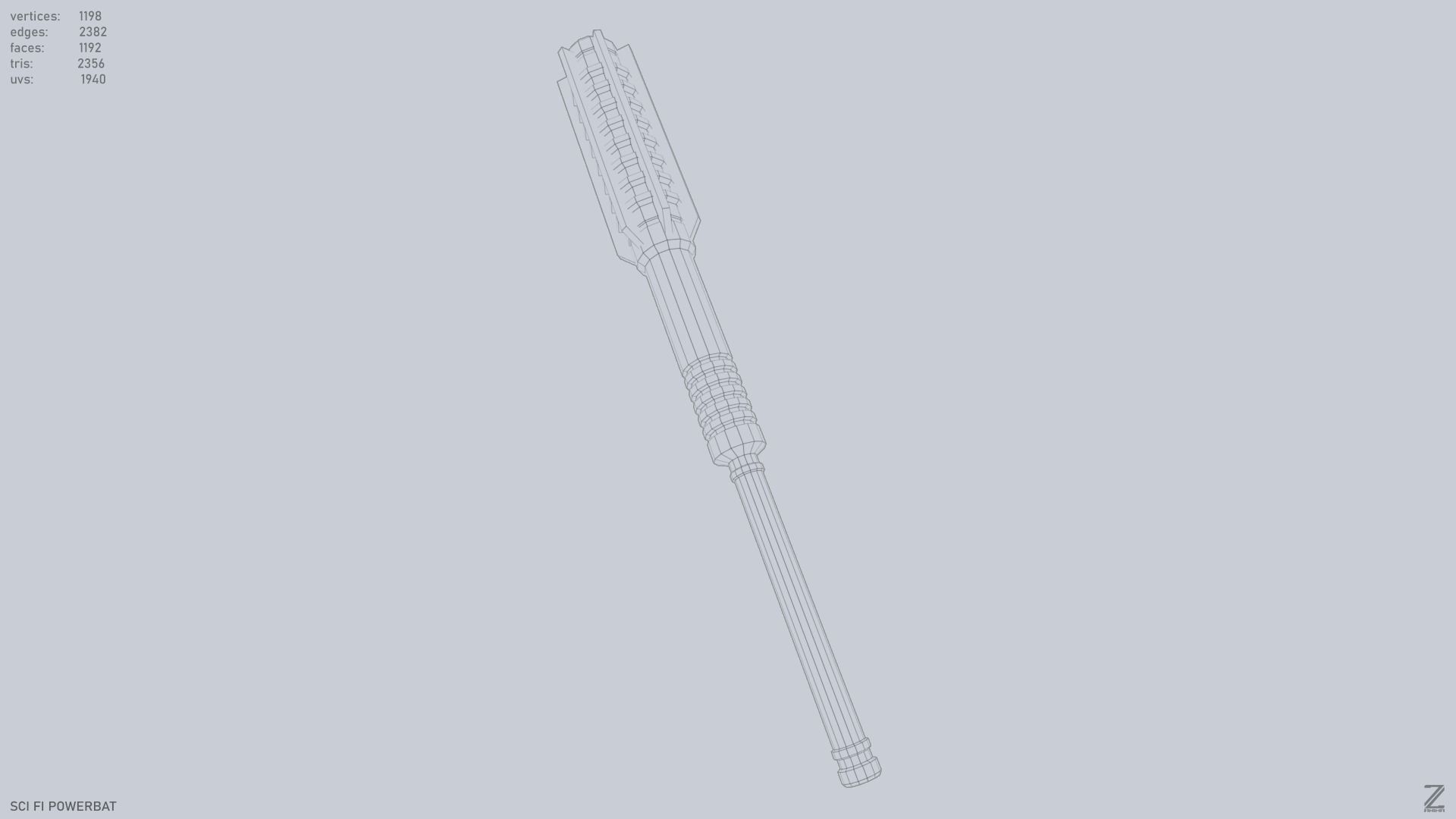 Scifi Powerbat Low-poly 3D model_13