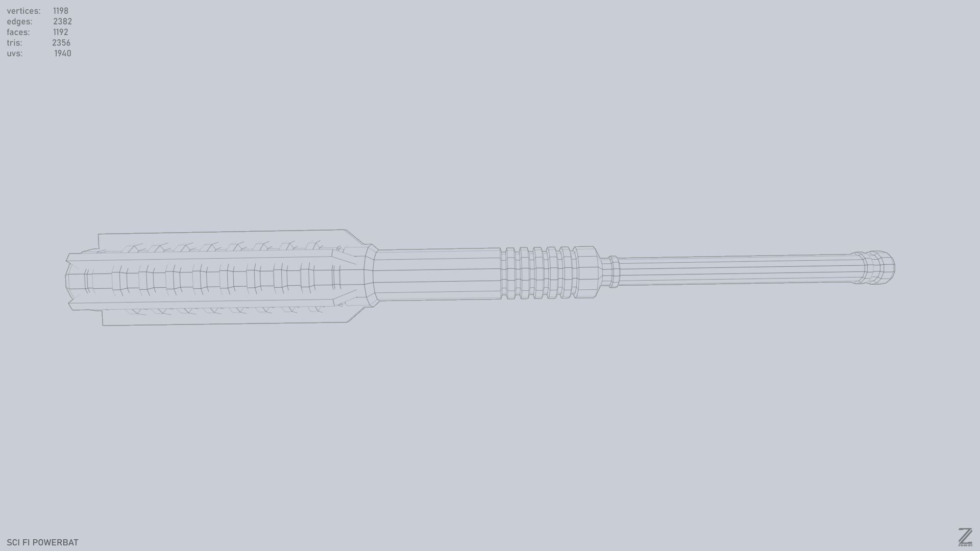 Scifi Powerbat Low-poly 3D model_11