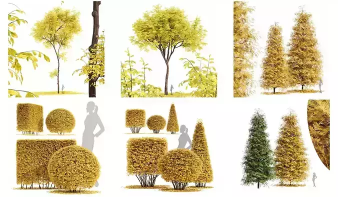  6 Different SETS of Tree SET VOL90 3D Model Collection