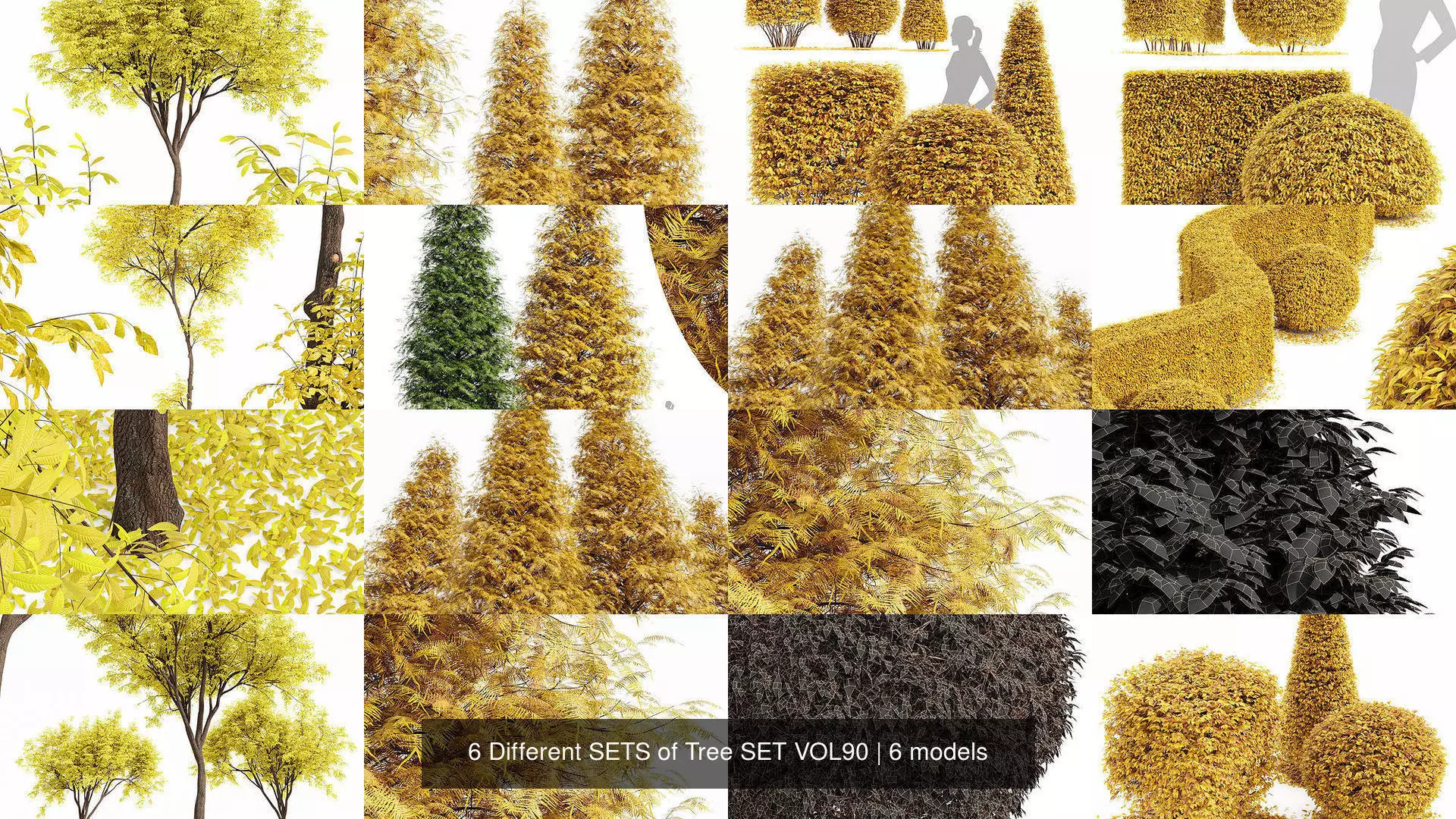 6 Different SETS of Tree SET VOL90 3D Model Collection_1