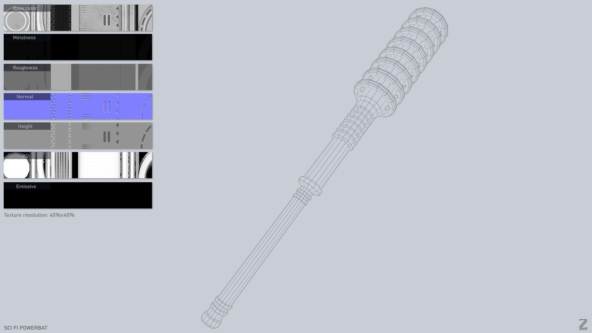 Scifi Powerbat Low-poly 3D model_15