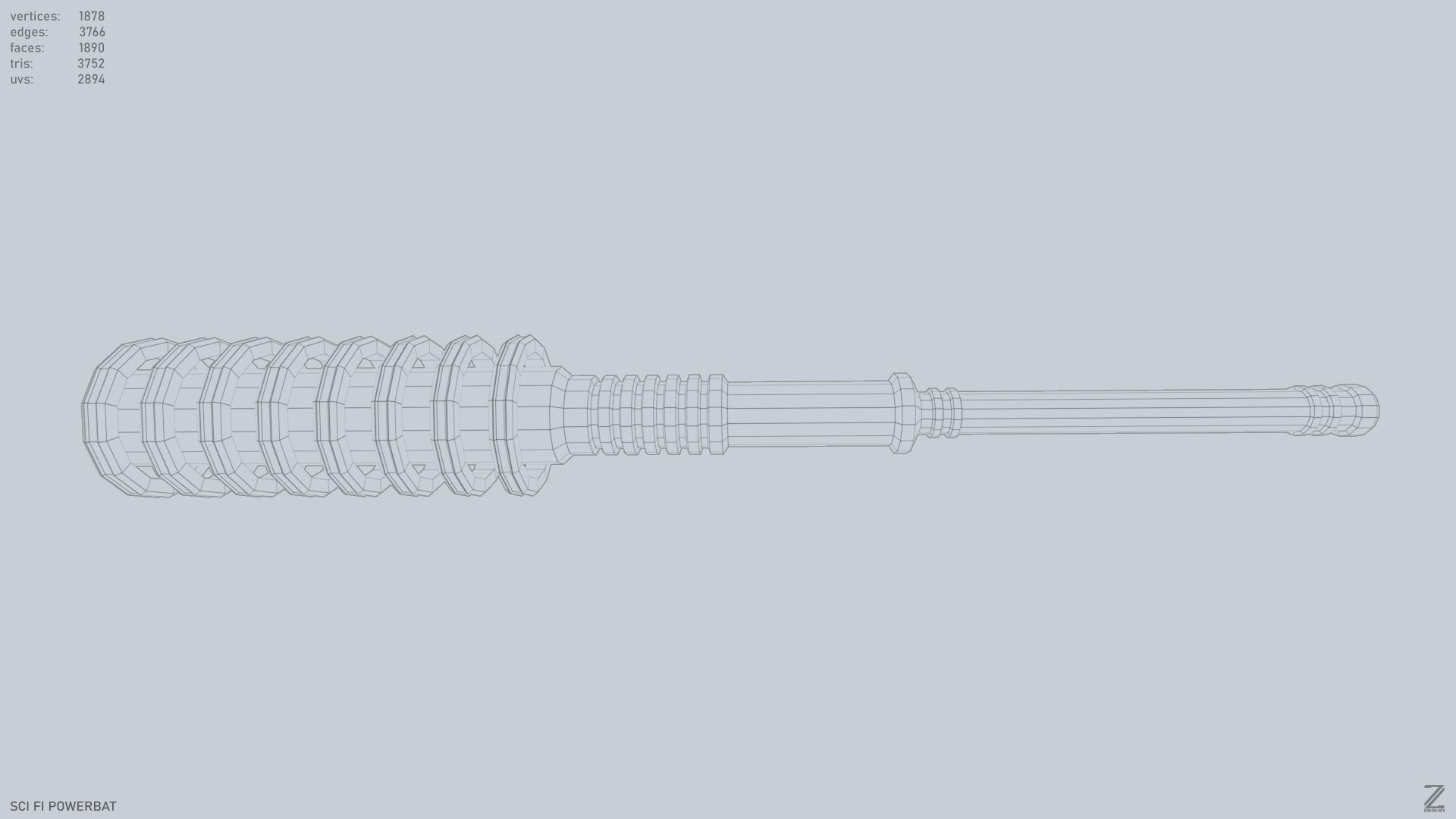 Scifi Powerbat Low-poly 3D model_10