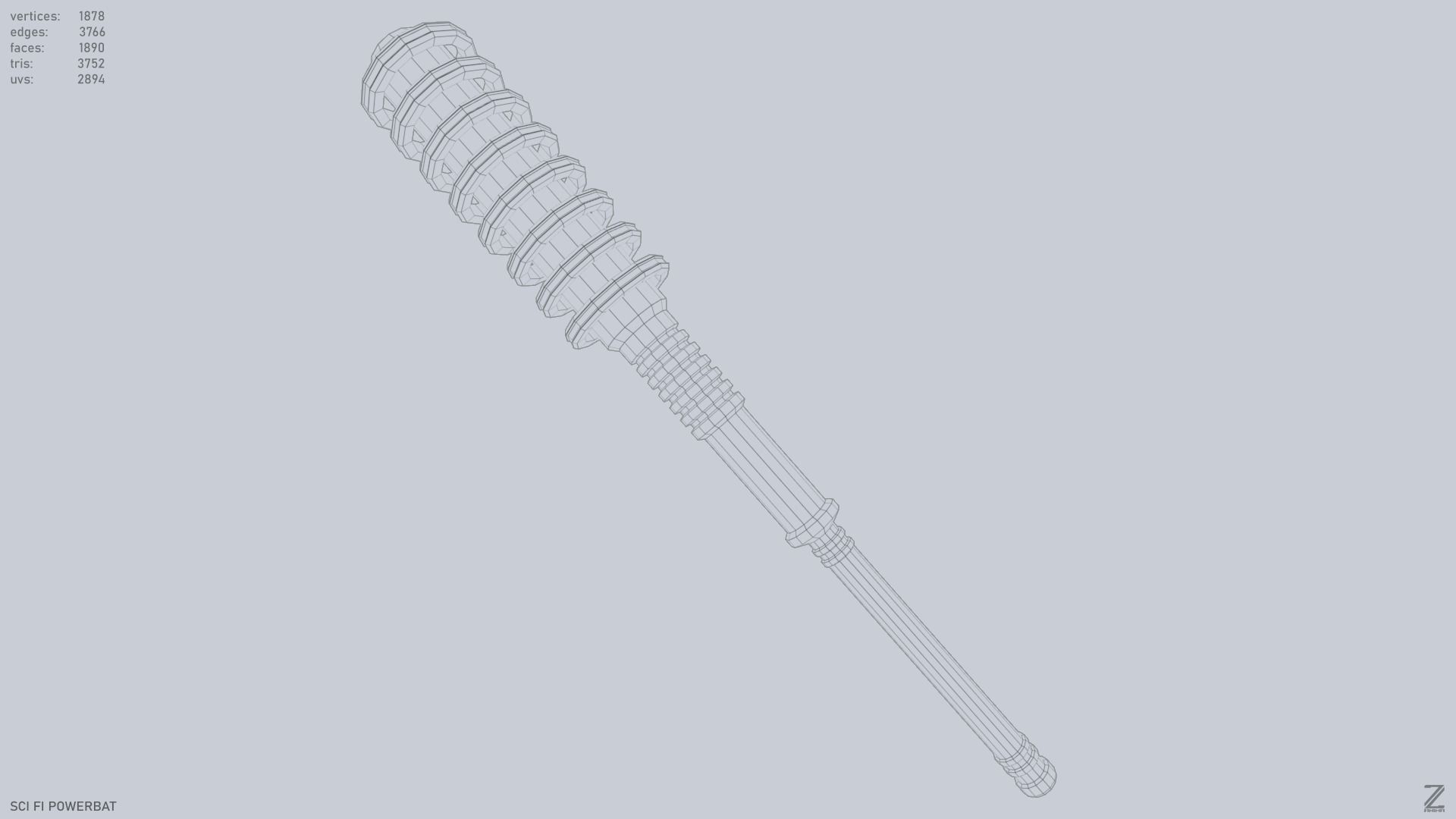 Scifi Powerbat Low-poly 3D model_11