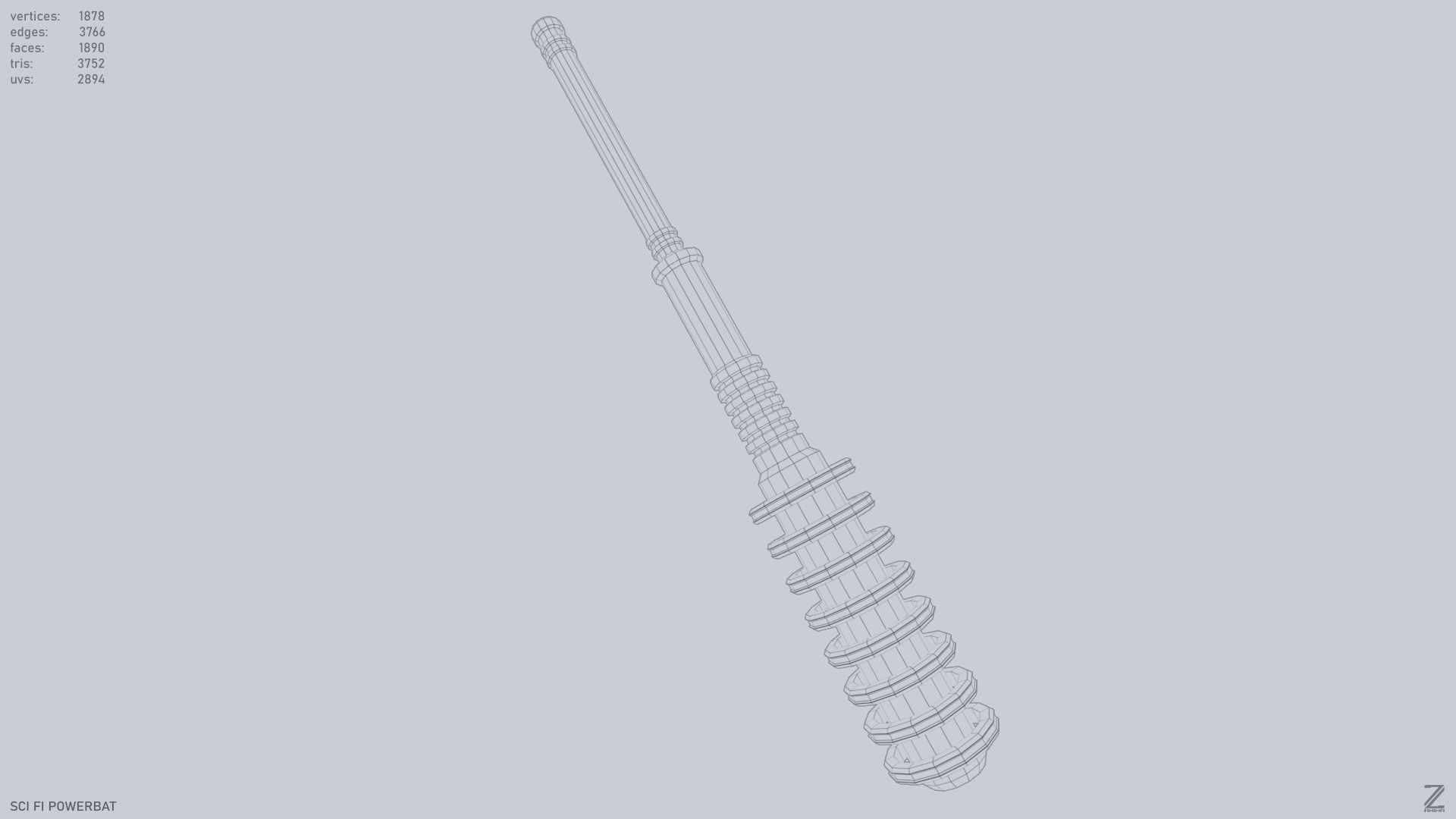 Scifi Powerbat Low-poly 3D model_12