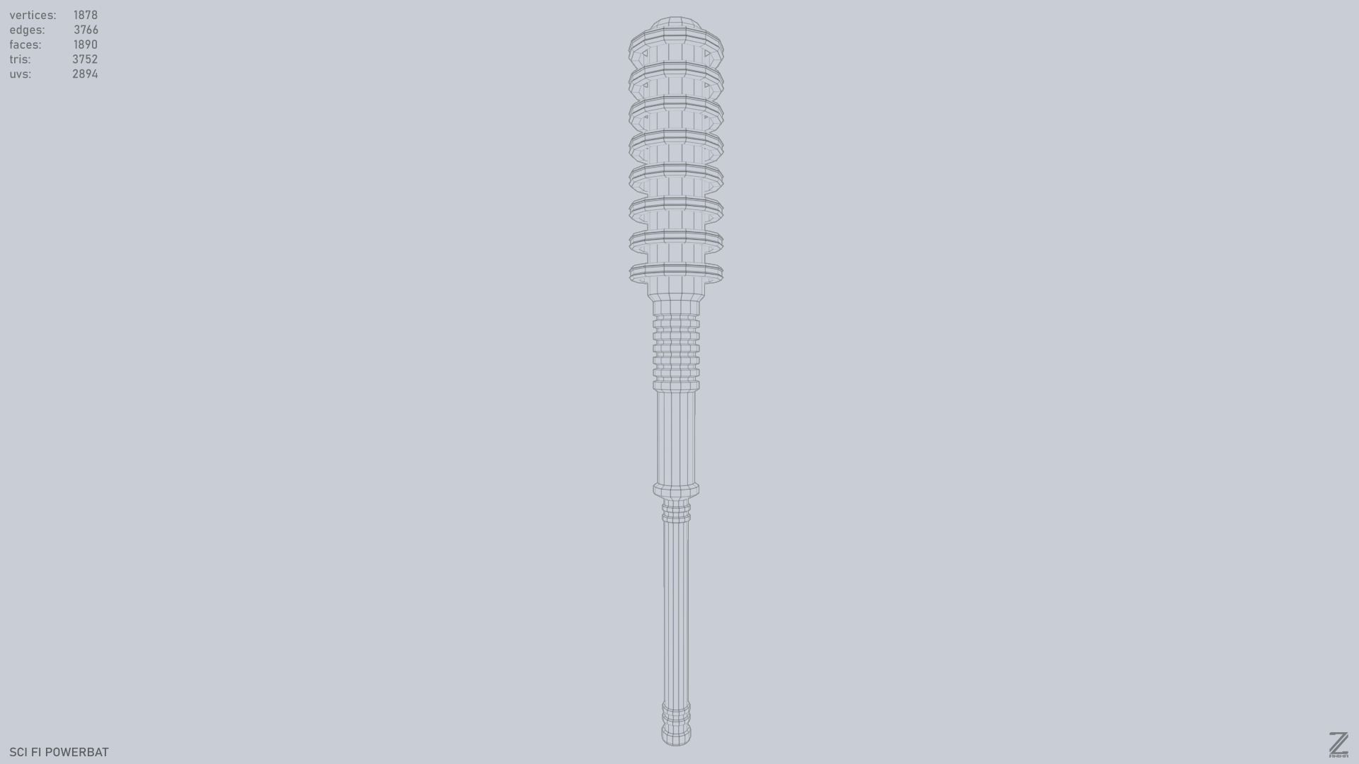 Scifi Powerbat Low-poly 3D model_8