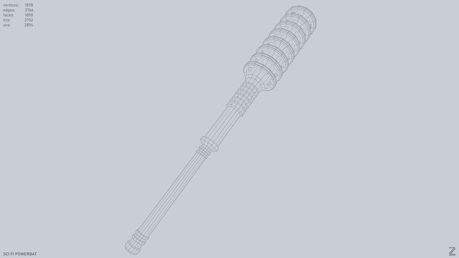 Scifi Powerbat Low-poly 3D model_14