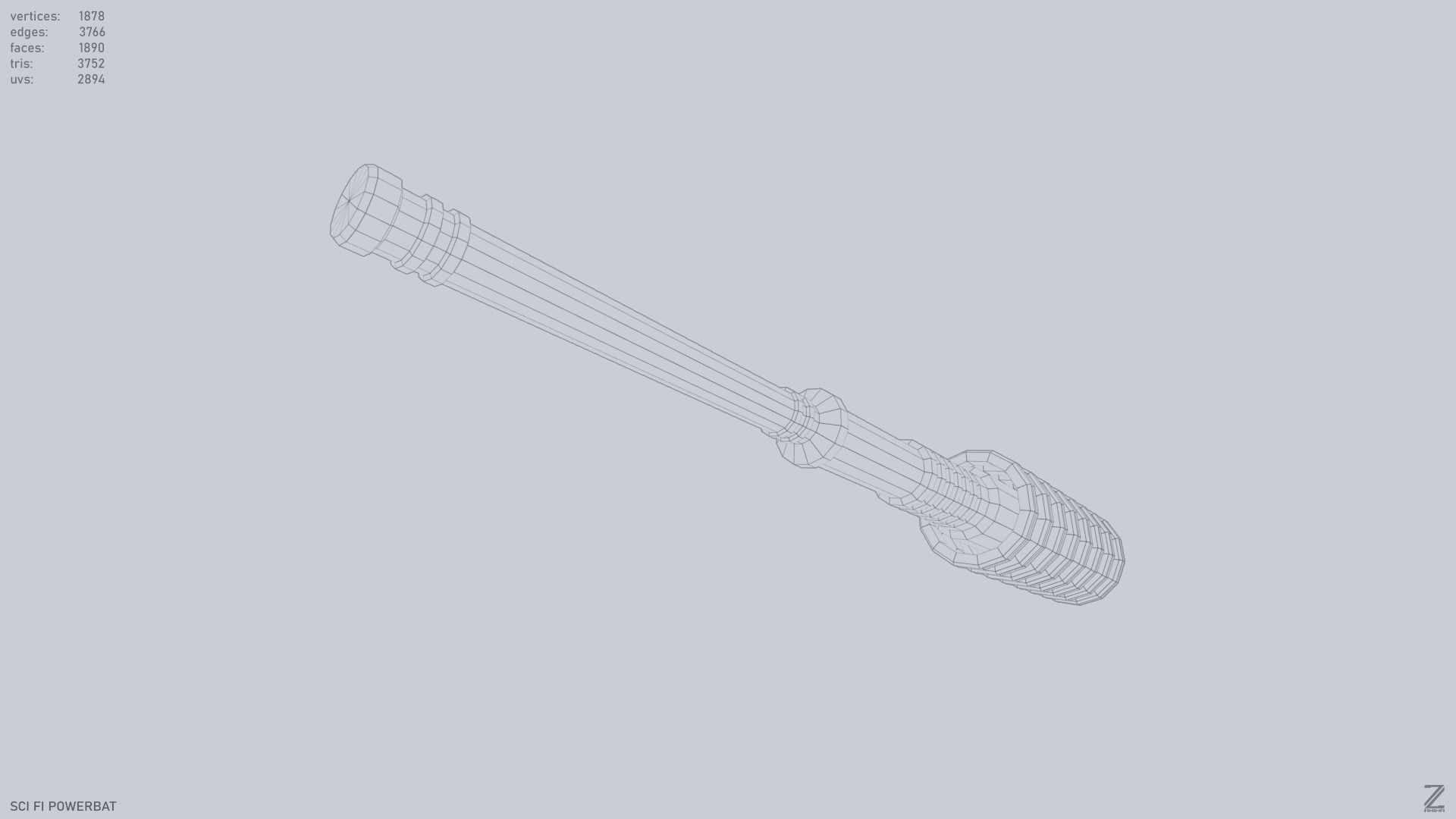 Scifi Powerbat Low-poly 3D model_9