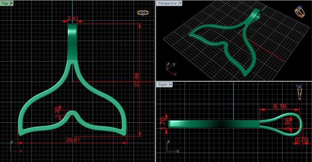 minimal Lightweight whale necklace 114-MW 3D print model_1