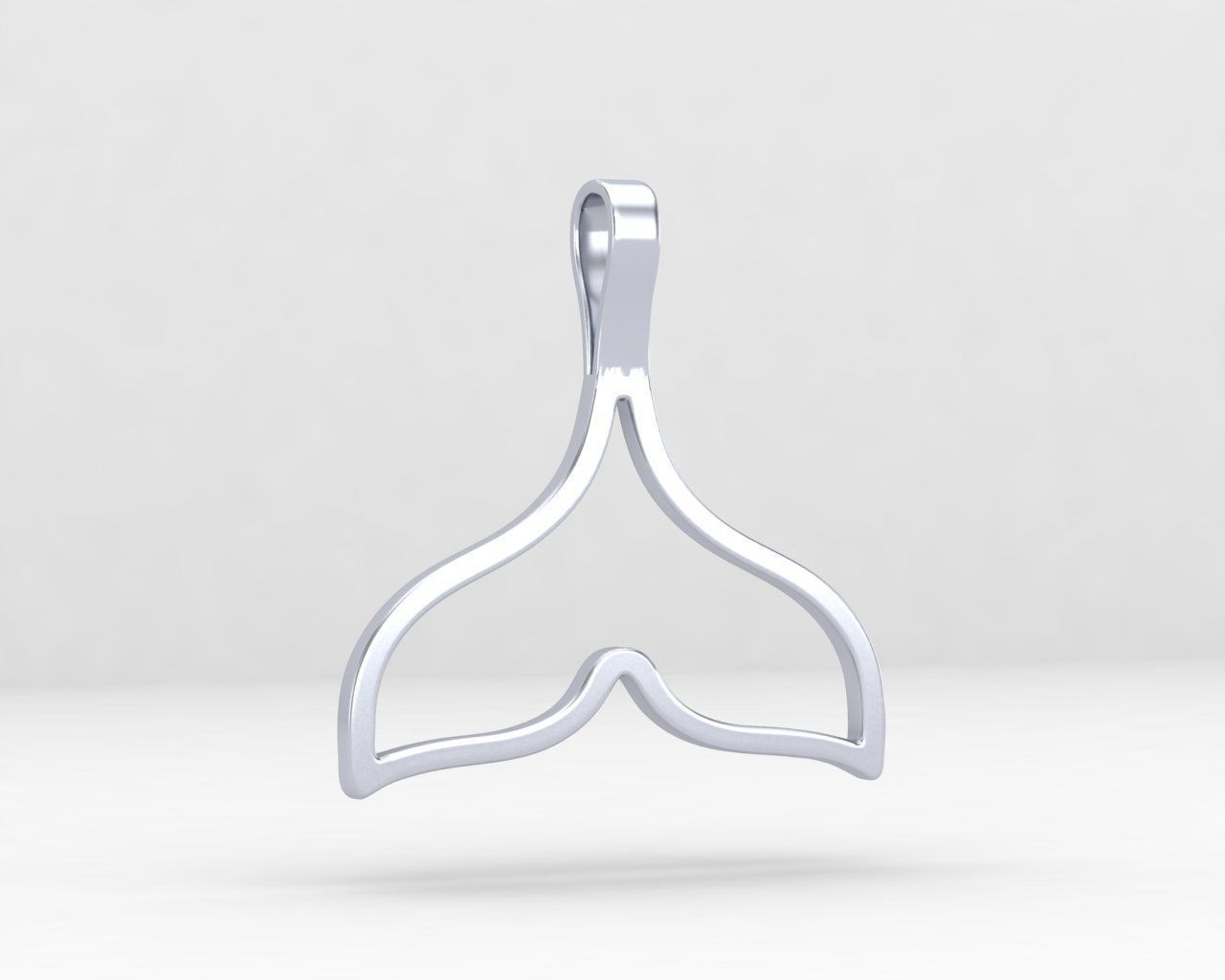 minimal Lightweight whale necklace 114-MW 3D print model_2