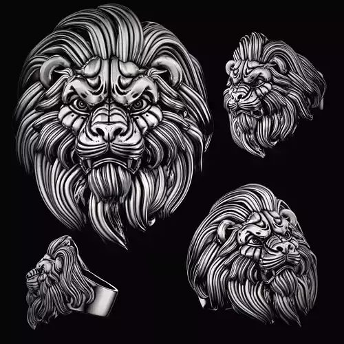 Majesty Lion Ring - STL 3D model for 3d printing