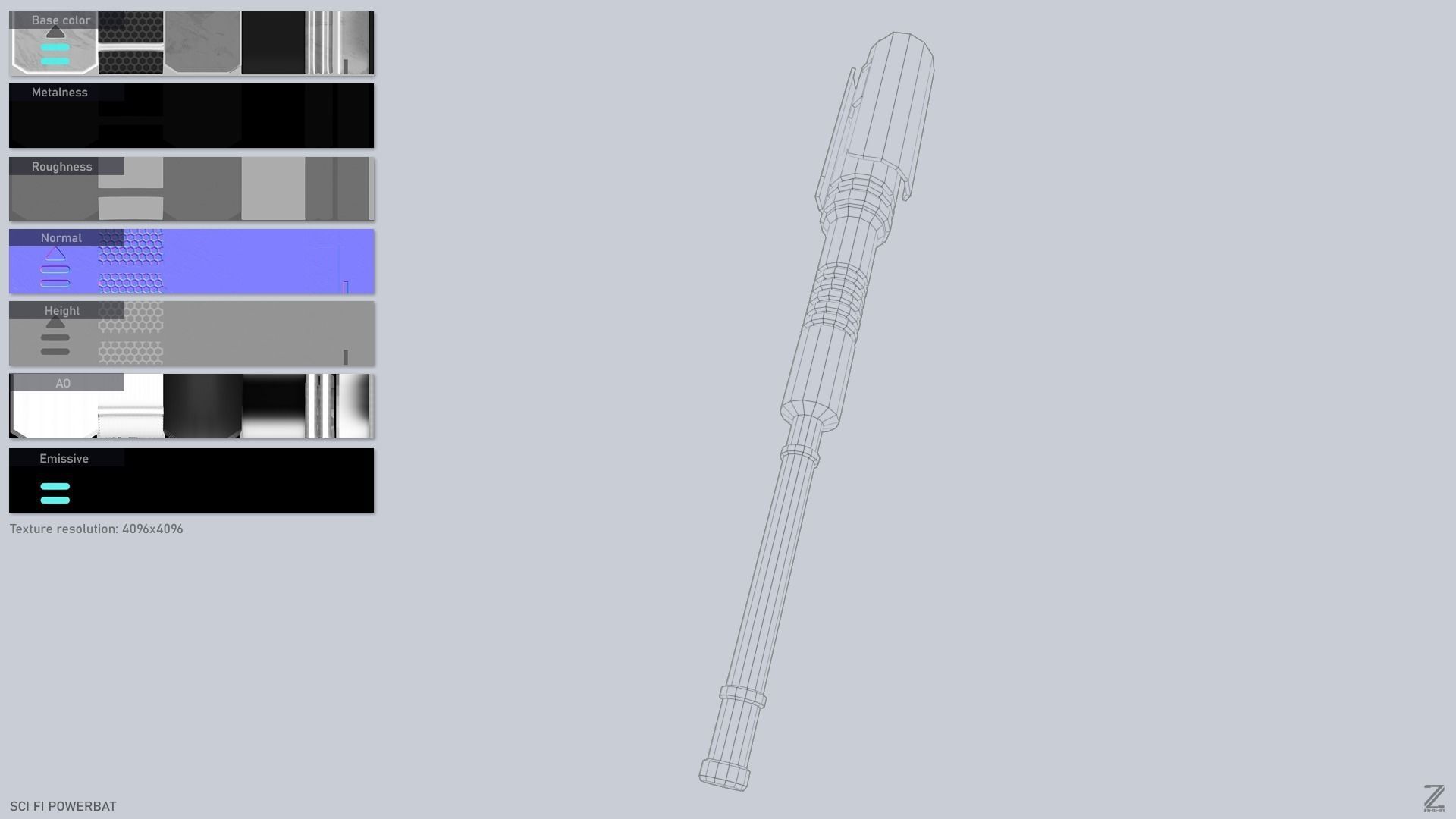 Scifi Powerbat Low-poly 3D model_2