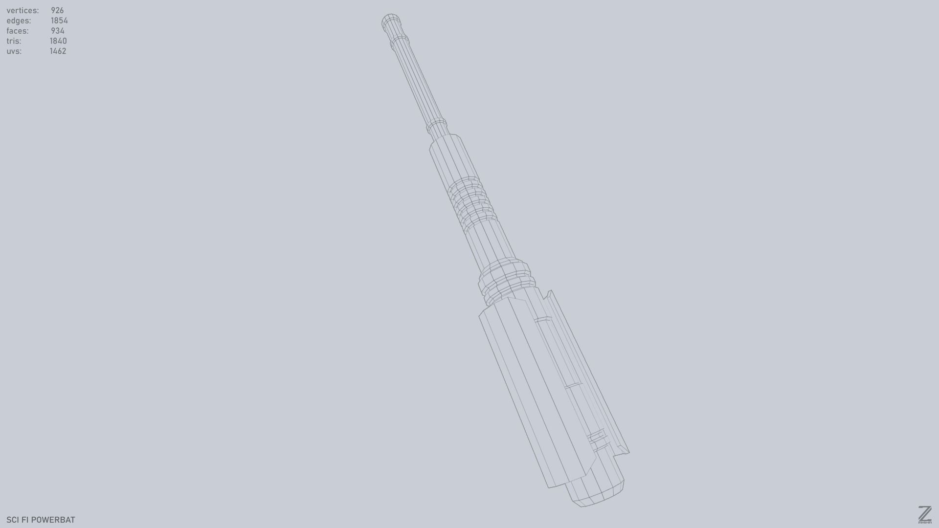 Scifi Powerbat Low-poly 3D model_11