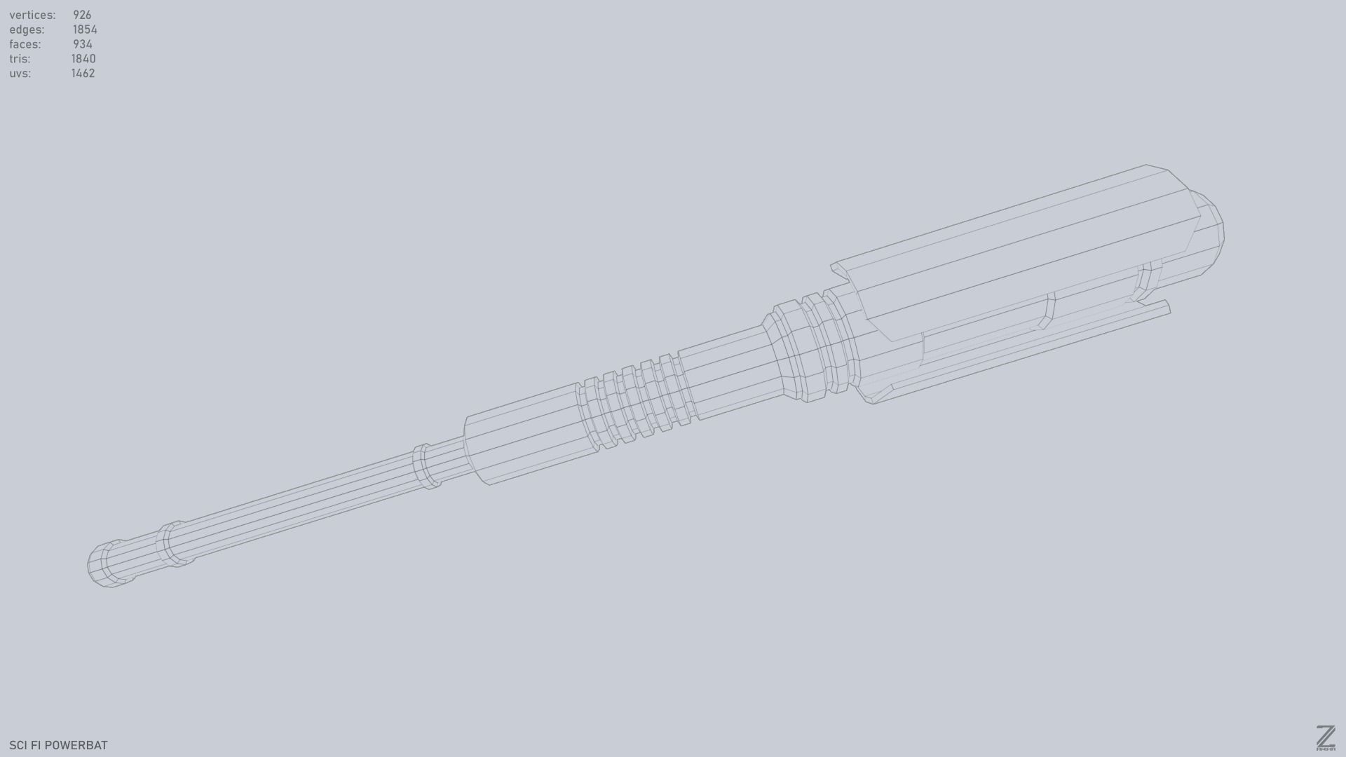 Scifi Powerbat Low-poly 3D model_12