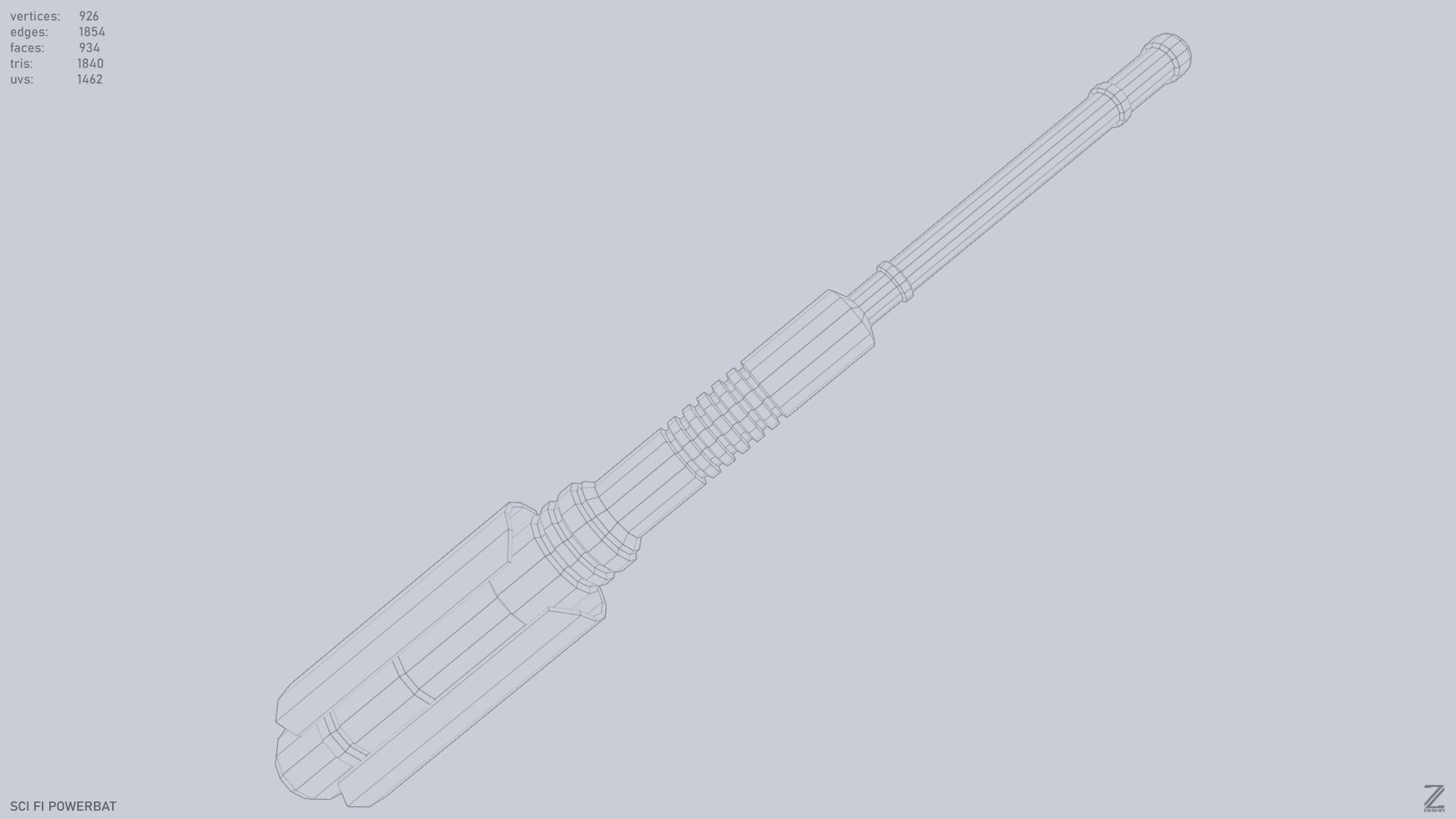 Scifi Powerbat Low-poly 3D model_10