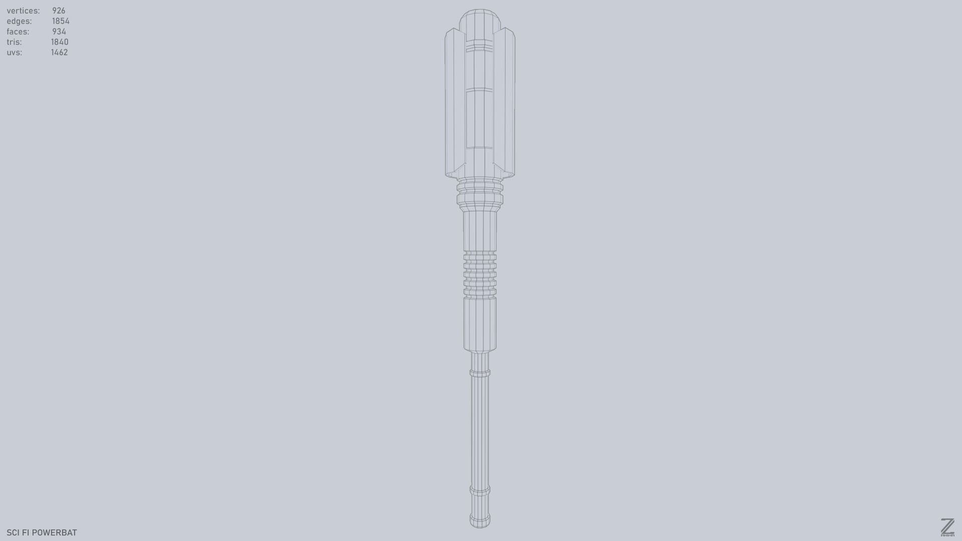 Scifi Powerbat Low-poly 3D model_8