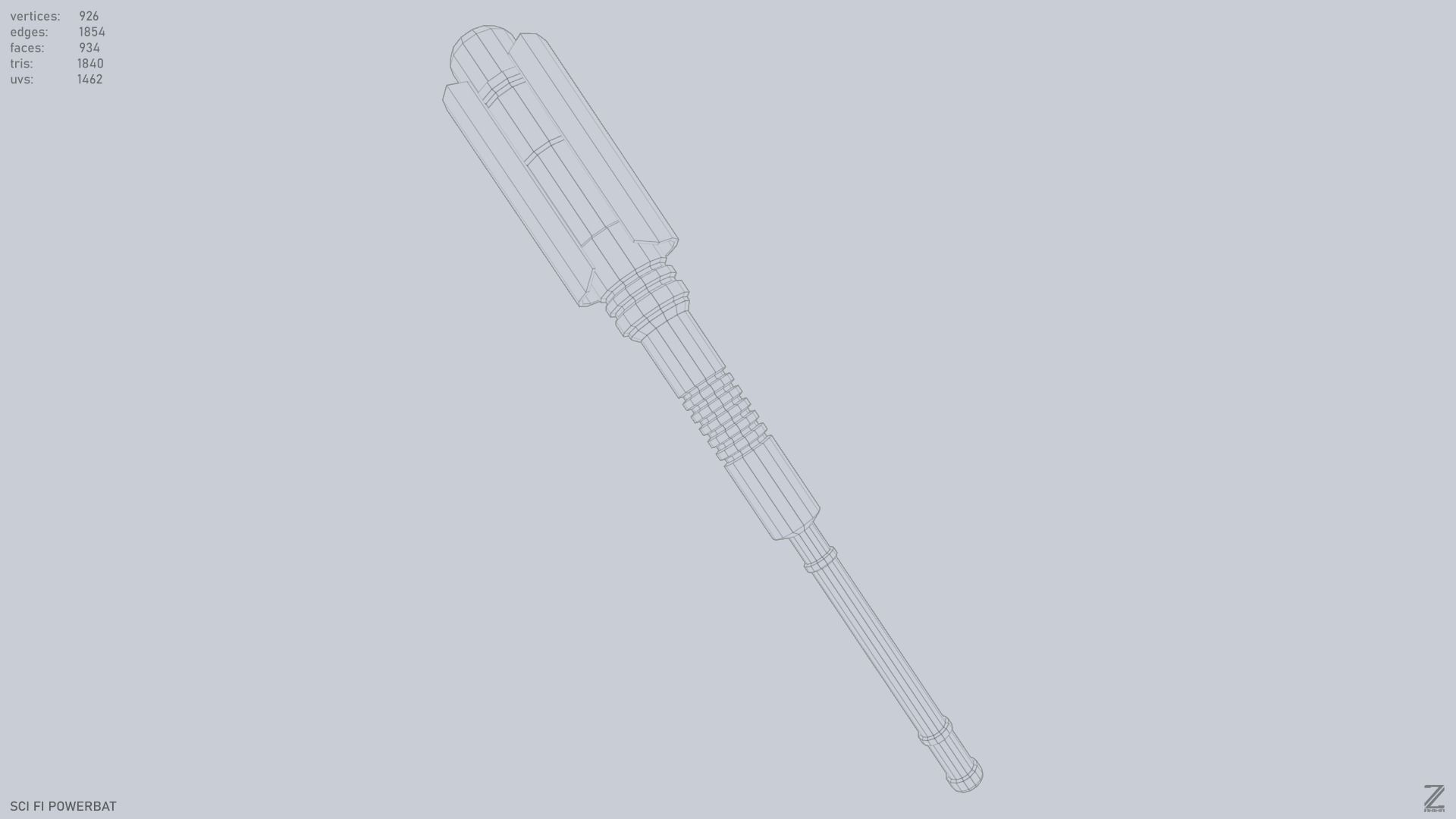 Scifi Powerbat Low-poly 3D model_9