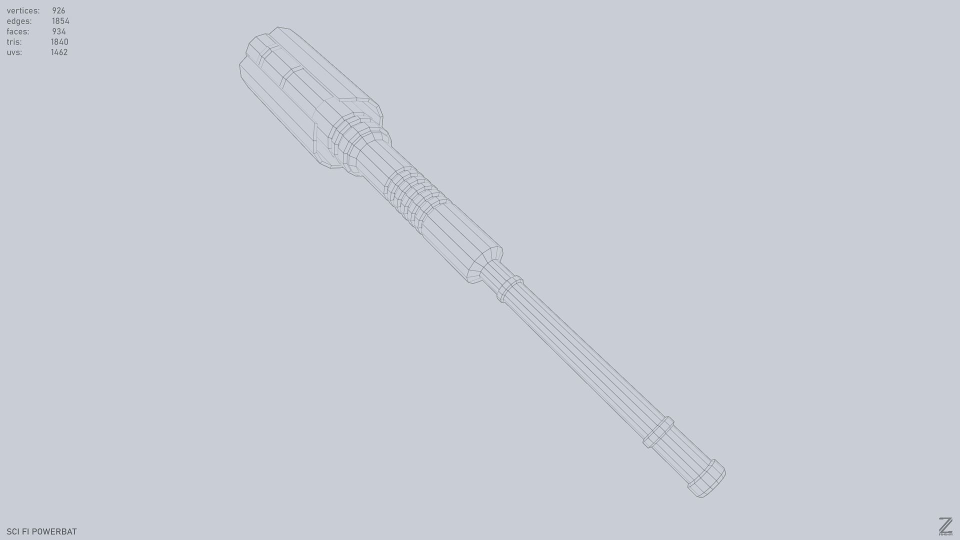 Scifi Powerbat Low-poly 3D model_14