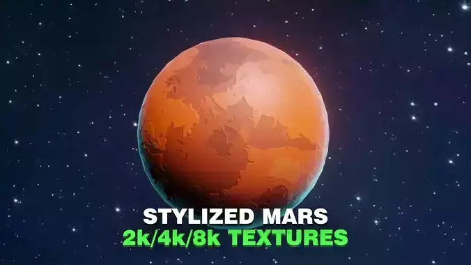 Stylized Planet Mars 3D Model 2k 4k 8k Textures Low-poly 3D model