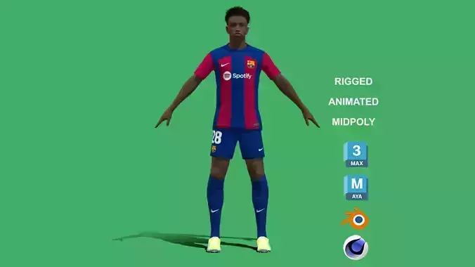 3D Rigged Alejandro Balde Barcelona 2024 3D model