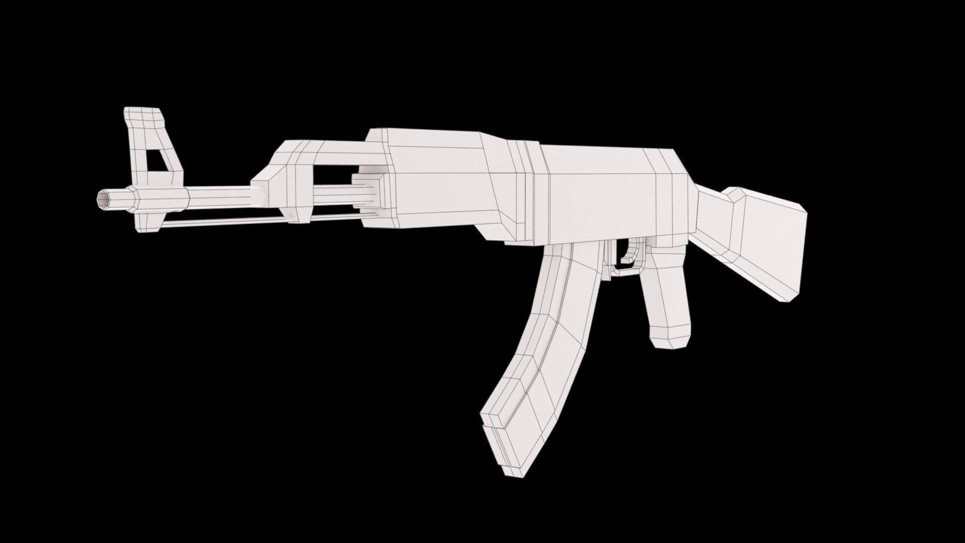 AK47 Assault Rifle Game Ready model Low-poly 3D model_5