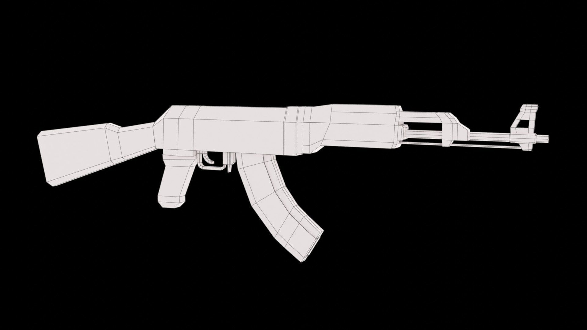 AK47 Assault Rifle Game Ready model Low-poly 3D model_4