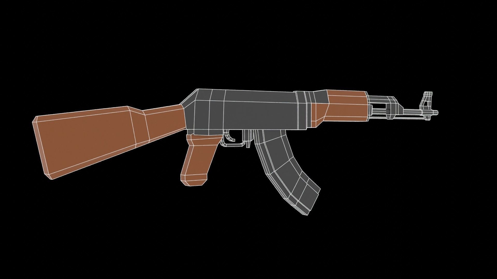 AK47 Assault Rifle Game Ready model Low-poly 3D model_6
