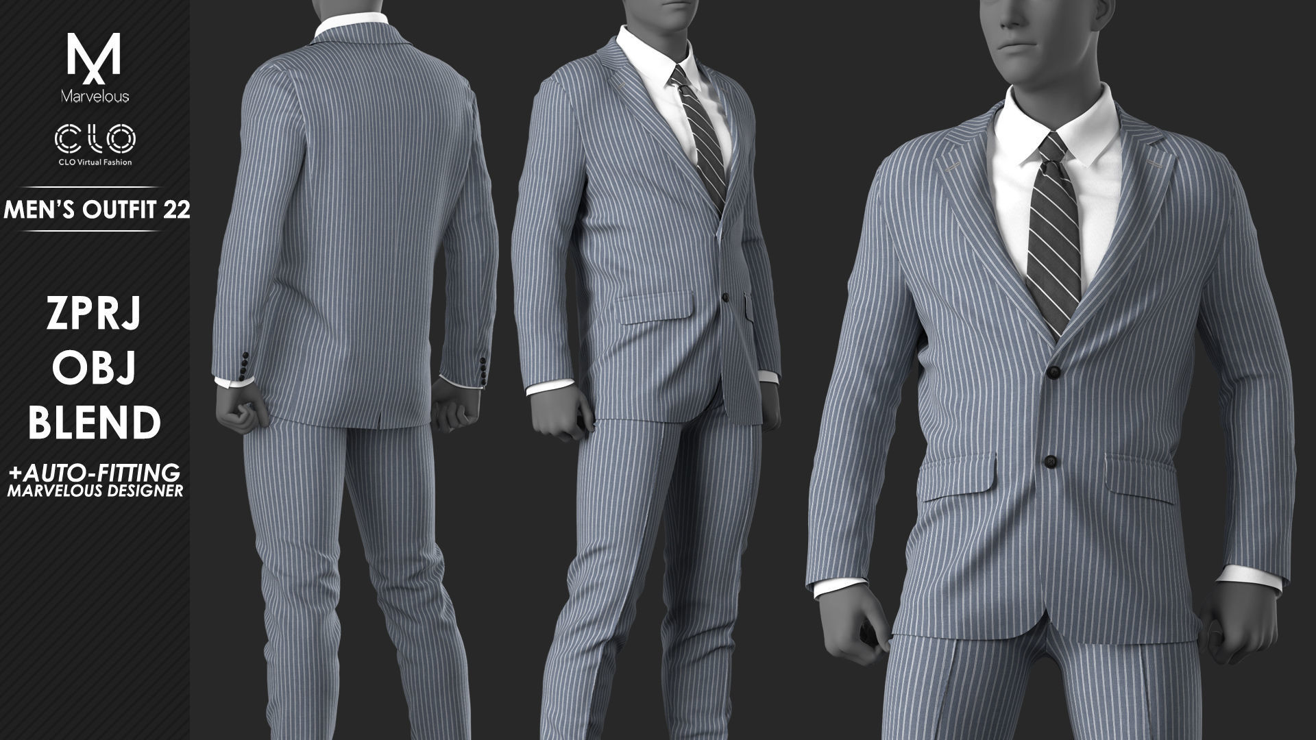 Mens Outfit 22 - Marvelous Designer 3D model_10