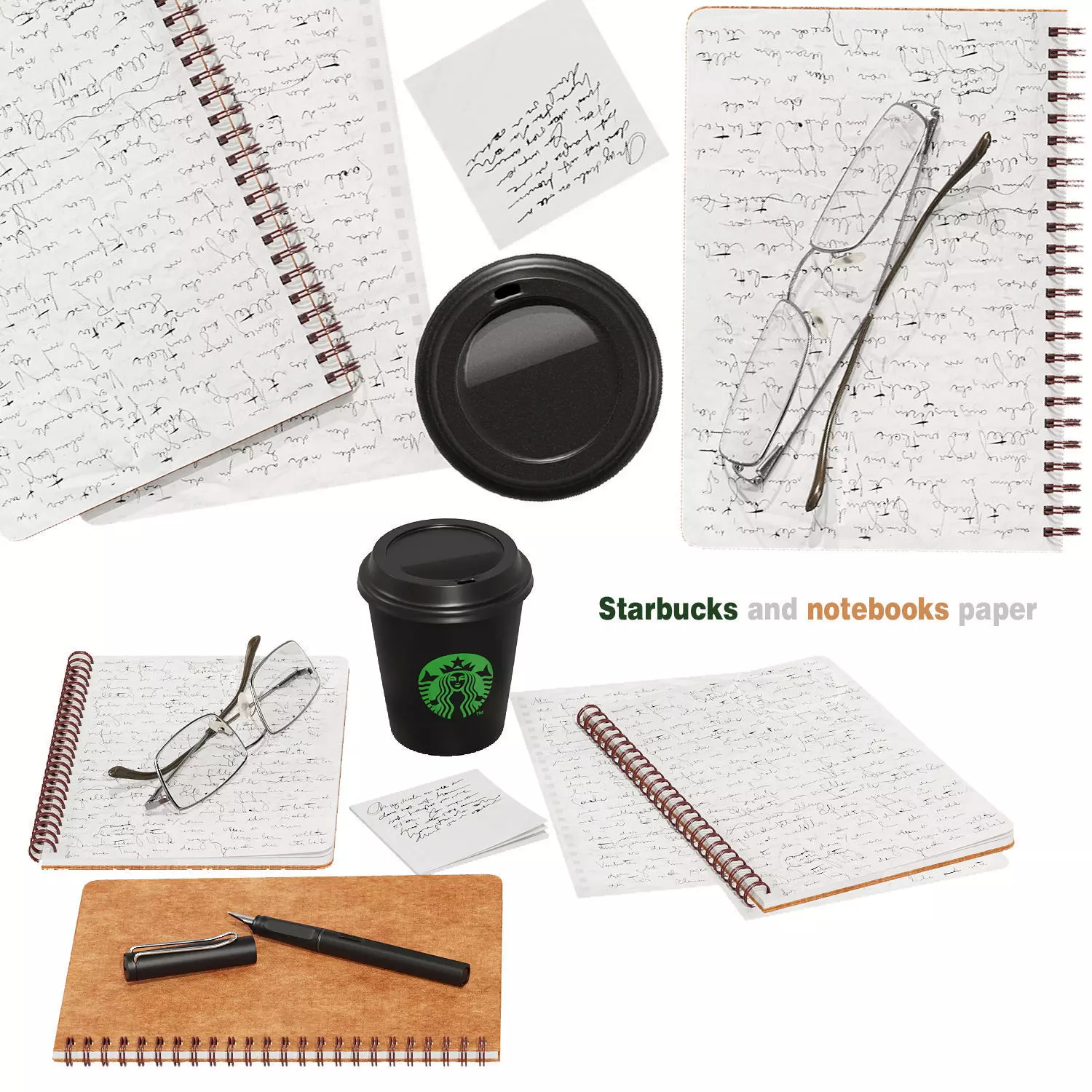Starbucks and notebooks paper 3D model