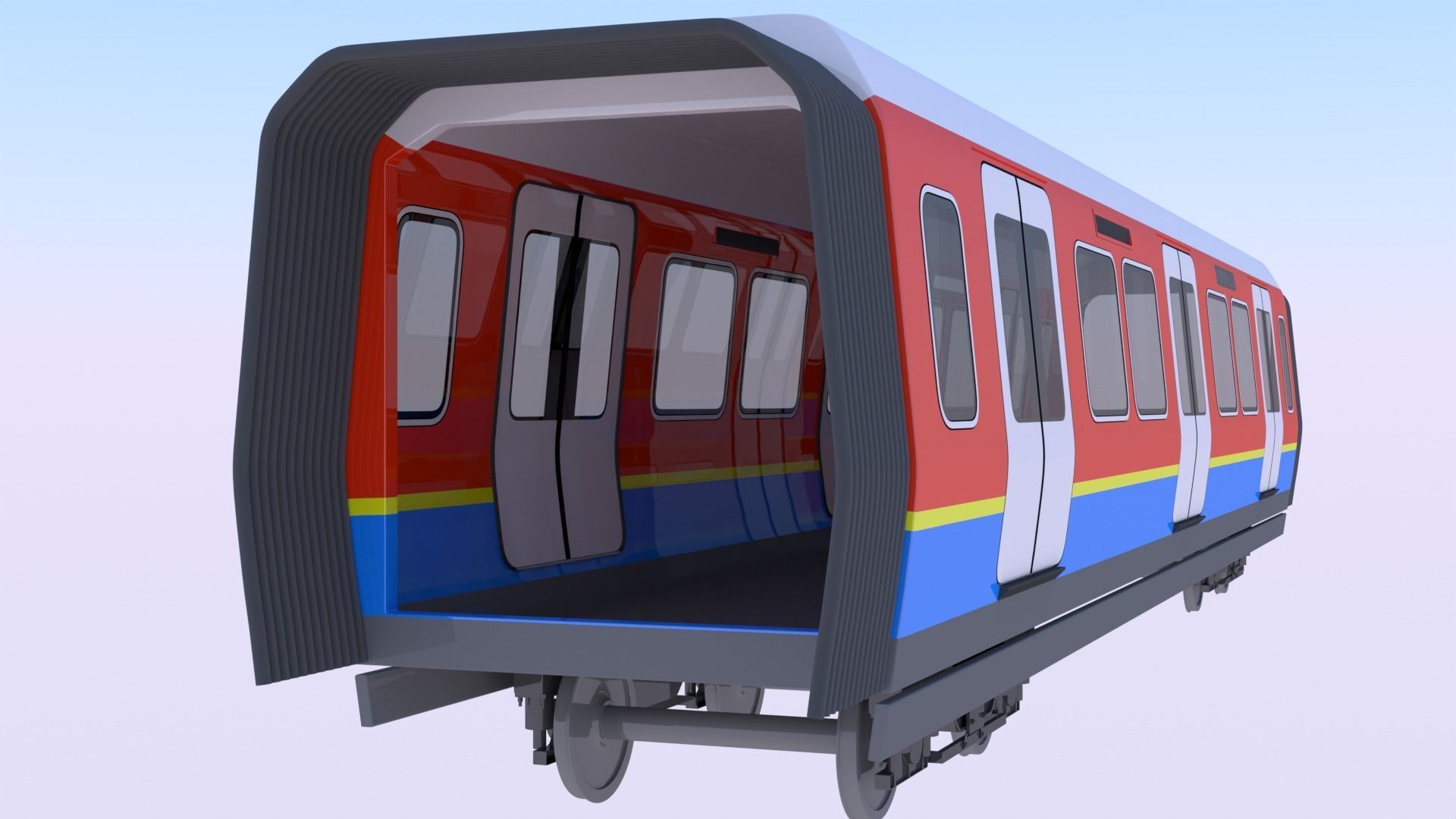 Metro middle coach 3D model_8