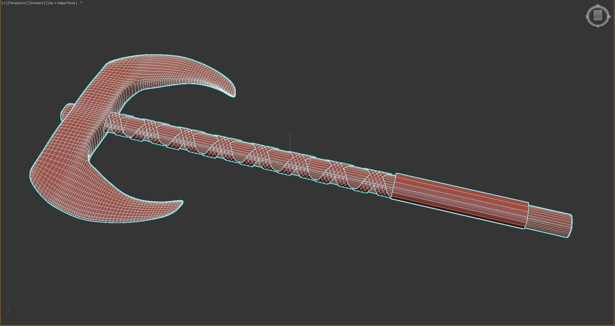 War Axe Low-poly 3D model_10