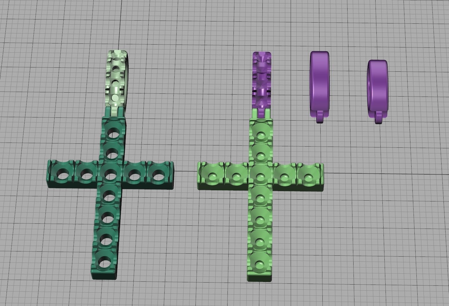 Diamond Pave Cross 42mm with French Pave Setting Swivel Bail 3D print model_16