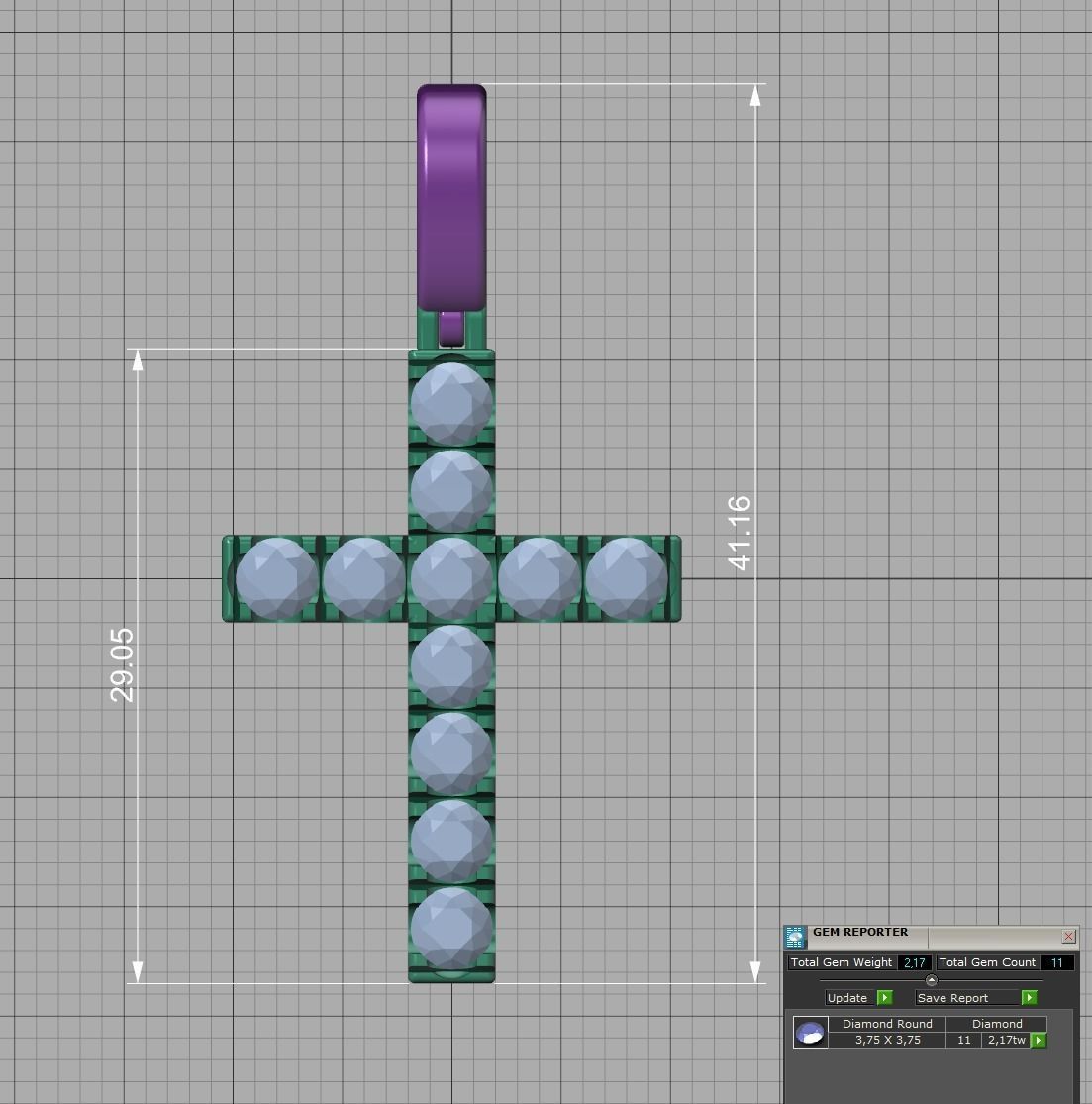 Diamond Pave Cross 42mm with French Pave Setting Swivel Bail 3D print model_10