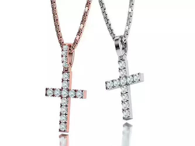 Diamond Pave Cross 42mm with French Pave Setting Swivel Bail