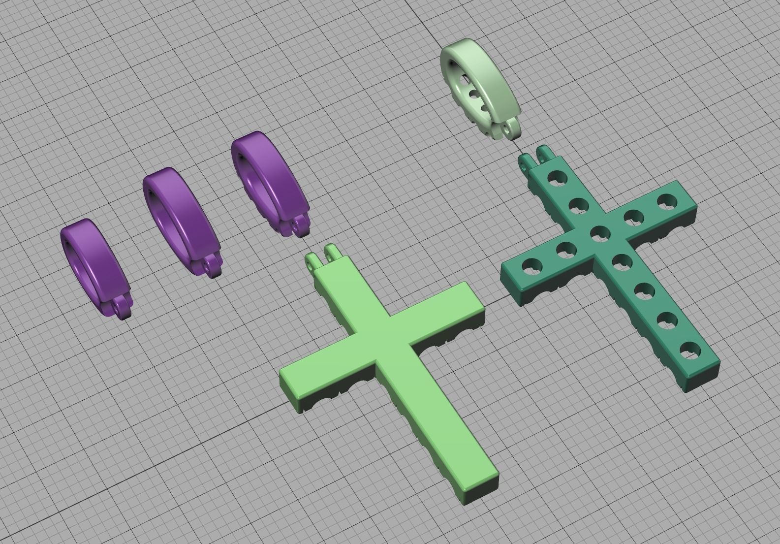 Diamond Pave Cross 42mm with French Pave Setting Swivel Bail 3D print model_20