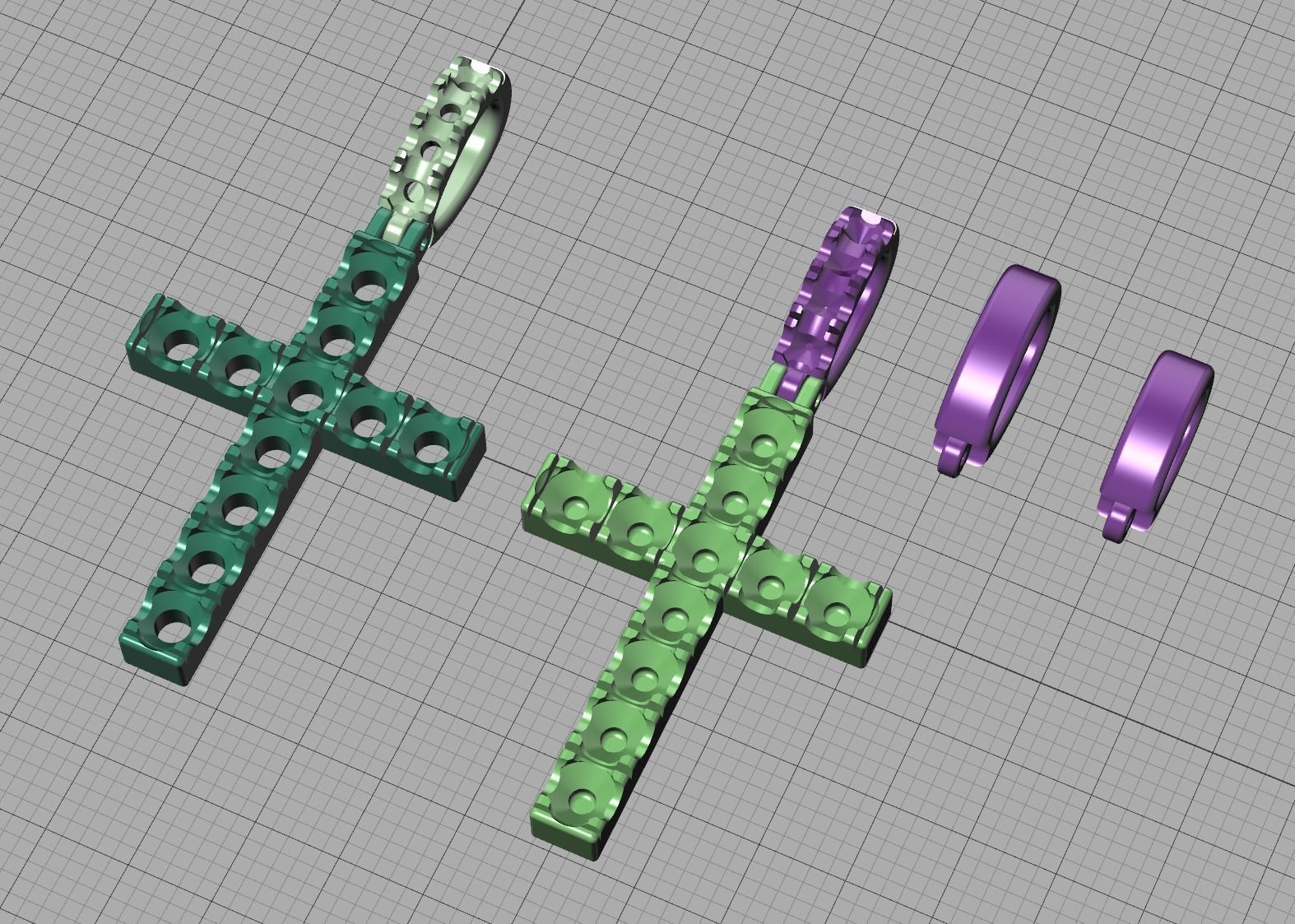 Diamond Pave Cross 42mm with French Pave Setting Swivel Bail 3D print model_14