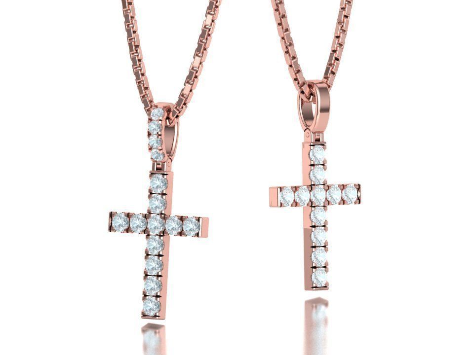 Diamond Pave Cross 42mm with French Pave Setting Swivel Bail 3D print model_4